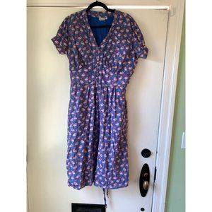 Eshakti blue/pink lawn FLAMINGOS & HEARTS dress